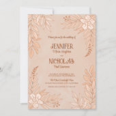 Invitation Fleurs élégantes et ornements Feuille pour Mariage (Devant)