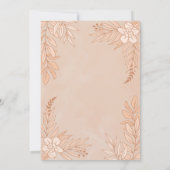 Invitation Fleurs élégantes et ornements Feuille pour Mariage (Dos)