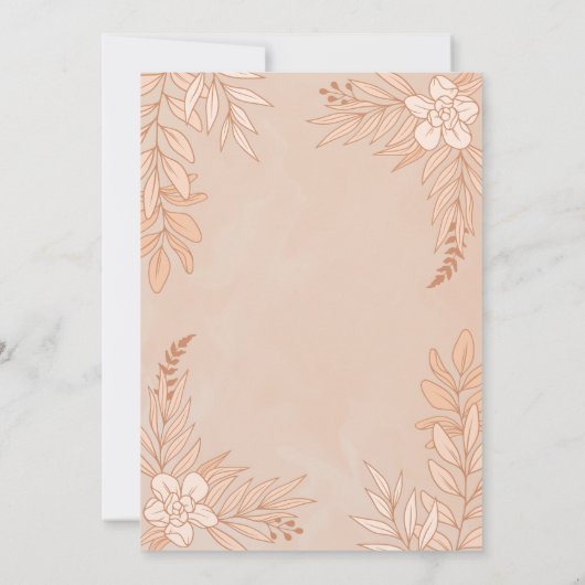 Invitation Fleurs élégantes et ornements Feuille pour Mariage (Dos)