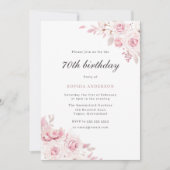 Invitation Fleurs Élégantes Fleurs Douces Blush 70e anniversa (Devant)