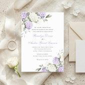Invitation Fleurs Élégantes Hydrangea Violet Verdure Mariage