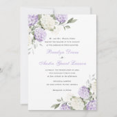 Invitation Fleurs Élégantes Hydrangea Violet Verdure Mariage (Devant)