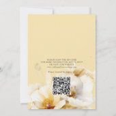 Invitation Fleurs Élégantes Mariage Code QR Blanc Jaune Or (Dos)