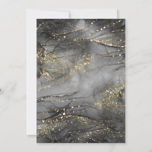 Invitation Fleurs élégantes - Mariage de frontière Fleur Noir (Dos)