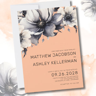 Invitation Fleurs Élégantes Mariage Floral de Pêche