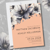 Invitation Fleurs Élégantes Mariage Floral Pêche