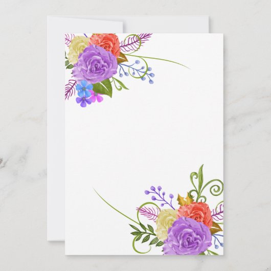 Invitation Fleurs élégantes| Mariage floral pourpre (Dos)