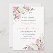 Invitation Fleurs Élégantes Mariage Hydrangea Rose Verture (Devant)