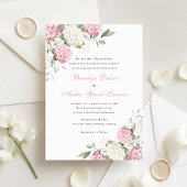 Invitation Fleurs Élégantes Mariage Hydrangea Rose Verture