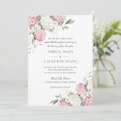 Invitation Fleurs Élégantes Mariage Hydrangea Rose Verture (Debout devant)