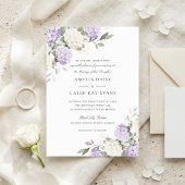 Invitation Fleurs Élégantes Mariage Hydrangea Violet Verdure 