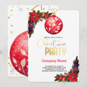 Invitation Fleurs élégantes, Ornements magiques rouges de Noë (Devant / Derrière)