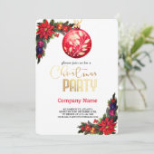 Invitation Fleurs élégantes, Ornements magiques rouges de Noë (Debout devant)