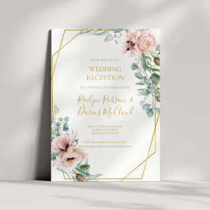 Invitation Fleurs Élégantes Rose Réception de Mariage