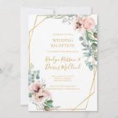 Invitation Fleurs Élégantes Rose | Réception de Mariage (Devant)