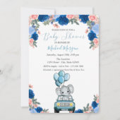 Invitation Fleurs, éléphant porte bébé Shower (Devant)