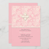 Invitation Fleurs en dentelle rose et pois (Devant / Derrière)