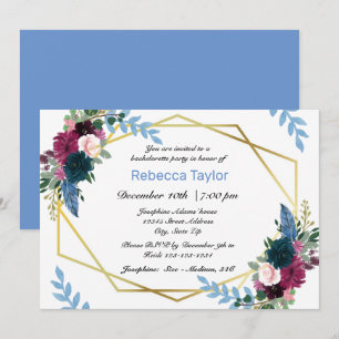 Invitation Fleurs en Fête Mod Bleu - Enterrement de Vie de Je