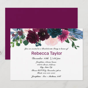 Invitation Fleurs en Fête Prune - Enterrement de Vie de Jeune