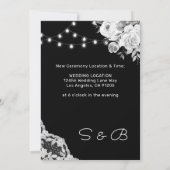 Invitation Fleurs en noir et blanc dentelle faire part de cha (Dos)