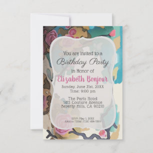 Invitation Fleurs en PAPIER Aquarellé & OPTIONS DE TAILLE - R