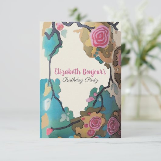 Invitation Fleurs en PAPIER Aquarellé & OPTIONS DE TAILLE - R (Debout devant)