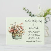 Invitation Fleurs en pot Cozy Style Shabby Chic Mariage Migno (Debout devant)