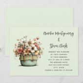 Invitation Fleurs en pot Cozy Style Shabby Chic Mariage Migno (Devant / Derrière)
