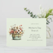 Invitation Fleurs en Pot Style Cosy et Shabby pour la Fête de (Debout devant)