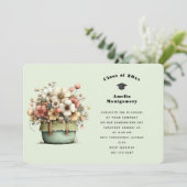 Invitation Fleurs en pot Style Cozy Shabby Cadeau de fin d'ét (Debout devant)