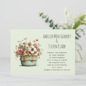 Invitation Fleurs en pot Style Cozy Shabby Chic Mariage Migno (Debout devant)