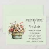 Invitation Fleurs en pot Style Cozy Shabby Chic Mariage Migno (Devant / Derrière)