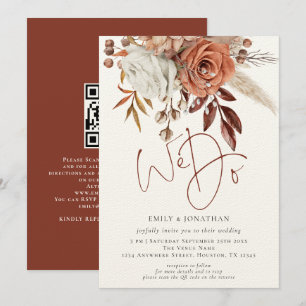 Invitation Fleurs en Terracotta Rustique Nous faisons Code QR