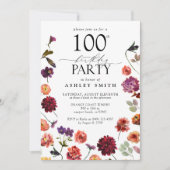 Invitation Fleurs en terre cuite 100e fête d'anniversaire Élé (Devant)