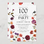 Invitation Fleurs en terre cuite 100e fête d'anniversaire Élé (Devant / Derrière)