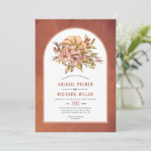 Invitation Fleurs en terre cuite et mariage de automne citrou (Debout devant)