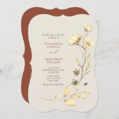 Invitation Fleurs en terre cuite Mariage de automne Boho (Devant / Derrière)