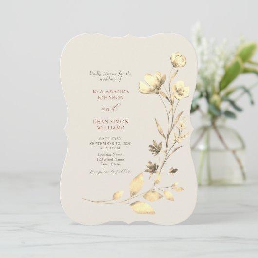 Invitation Fleurs en terre cuite Mariage de automne Boho (Debout devant)