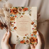 Invitation Fleurs en terre cuite rouille Mariage de automne o