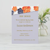 Invitation Fleurs en tissu cousu à la main printemps orange b (Debout devant)