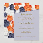 Invitation Fleurs en tissu cousu à la main printemps orange b (Devant / Derrière)