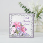 Invitation Fleurs encadrées de diamant 100e anniversaire (Debout devant)