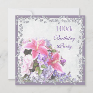 Invitation Fleurs encadrées de diamant 100e anniversaire