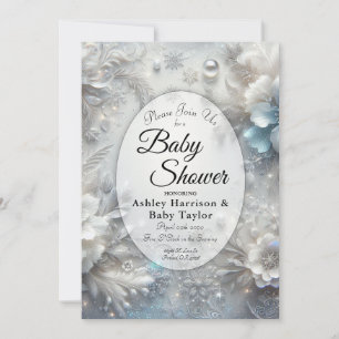 Invitation Fleurs enneigées en fleurs gelées Baby Shower