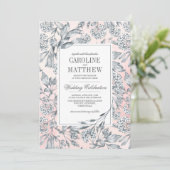 Invitation Fleurs esquissées Aquarelle Rose Blush Mariage (Debout devant)