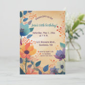 Invitation Fleurs estivales modifiables (Debout devant)