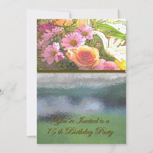 Invitation Fleurs et anniversaire de brouillard (Devant)