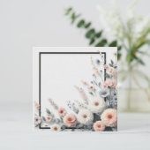Invitation Fleurs et bordure noire (Debout devant)
