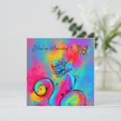 Invitation FLEURS ET BUTTERFLIS BLANCS bleu rose (Debout devant)