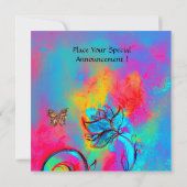 Invitation FLEURS ET BUTTERFLIS BLANCS bleu rose (Dos)